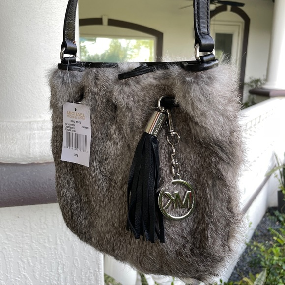 Genuine Rabbit Fur Michael Kors Leather Crossbody - Picture 5 of 7
